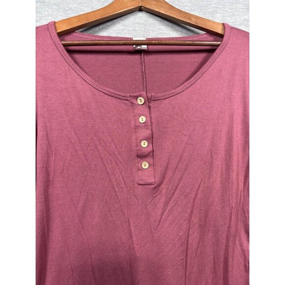 Sew In Love Womens 2X Mauve Button-Front Short Sleeve Tunic Top Rayon/Spandex - Picture 3 of 6